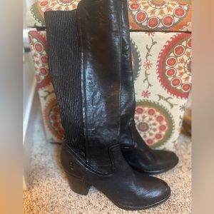 Beautiful Frye Boots with chunky heel. Black. Never worn outside.